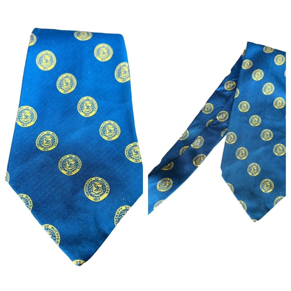 Vintage 70s University Of Michigan Wolverines Tie Men’s Necktie
